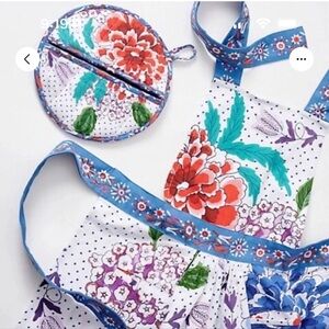 Anthropologie Floral Kitchen Linens Set - Red, Blue, Green